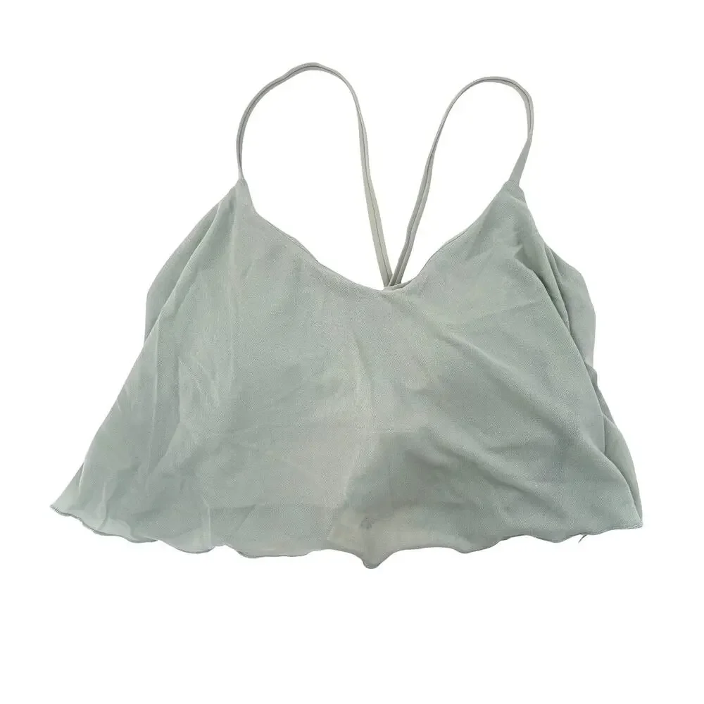 HALARA Sports Bra Size M NEW Mint Green Mesh Ruffle Criss Cross Back